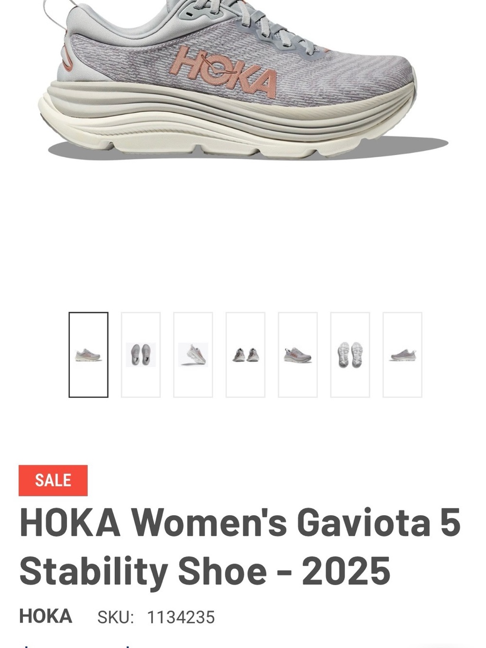 Hoka One One Women's Gaviota 5 - Light Gray with Rose Accents